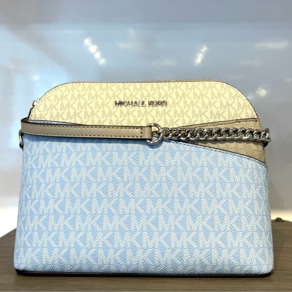 Michael Kors Medium Dome Jet Set Travel Color-Block Signature Logo Crossbody Bag - Picture 3 of 10